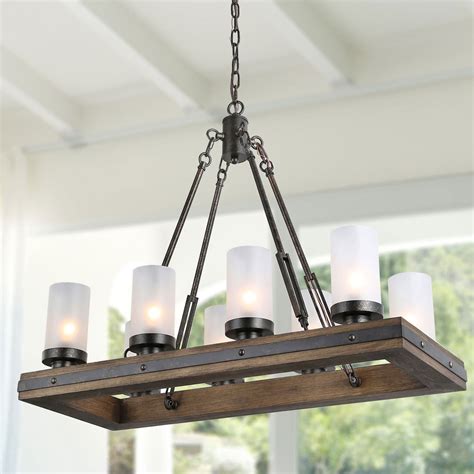 wooden rectangular chandelier